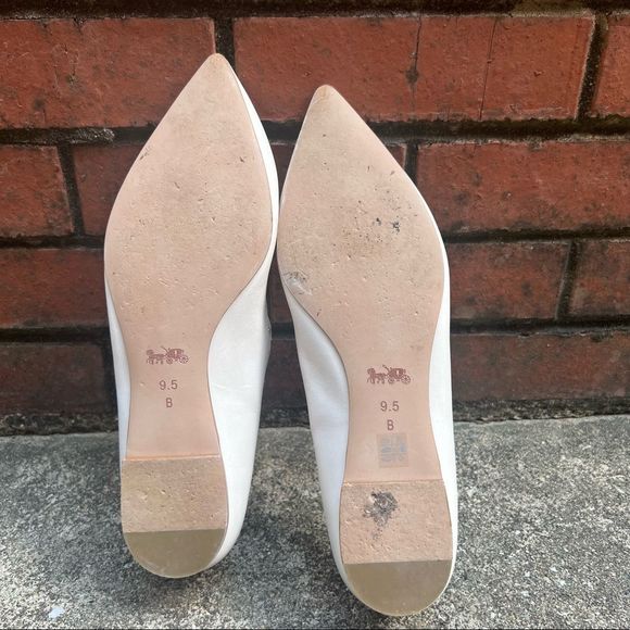 Coach Jill Leather Scalloped Studded Flats White Cream size sz 9.5 - Picture 6 of 10